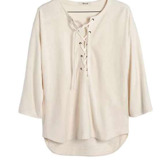 Madewell Libra lace up Tee shirt-oversized XS - Picture 4 of 7